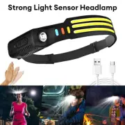 Waterproof COB Headlamp Night Buddy LED Sensor Band Head Torch Headlight Lamp