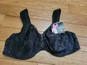 New WACOAL 85567 Black Awareness Full Figure Seamless Bra Size 42D