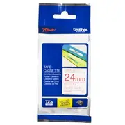 Brother TZe-252 Red on White Laminated Labelling Tape - 24mm x 8M