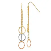14K Tri-Color Faceted Circle Earrings