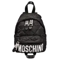 在飛比找Yahoo奇摩購物中心優惠-MOSCHINO 菱格紋縫線銀色LOGO尼龍手提/後背包(迷