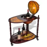 Rolling Globe Bar Wine Cabinet Freestanding Bottle Storage Stand Wheeled Station