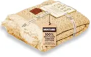 Gold CASE Throw Blanket for Couch – 100% Recycled Cotton – Retro Throw Blankets for Living Room, Bed, & Outdoor – Decorative Boho Blankets & Throws – Soft Couch Drape – Mustard (50”x60”)