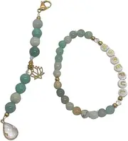 [Zolivie] IVF Support Bracelet & Keychain Gift Set for Women-with Amazonite Beads and Lotus Charm - Inspirational Jewelry for Women on their Fertility Journey