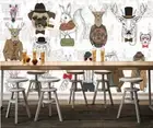 3D Fashion Animal Wallpaper Wall Mural Removable Self-adhesive 1095