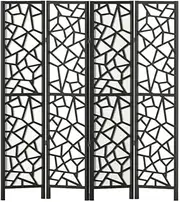 Artiss Room Divider, 4 Panel Folding Wooden Privacy Portable Screen Shelf Dividers Partition Wall Screens Home Pet Child Indoor Balcony Bedroom Furniture, Separator Water-Resistant Black