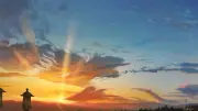 Anime sunset sky blue sunlight Custom Gaming Mat Desk