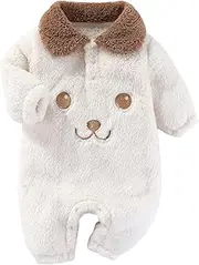 [KEOYA] Baby Fleece Romper Long Sleeve Collared Snowsuit Fuzzy Winter Jumpsuit Warm Outwear