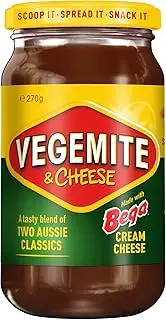 VEGEMITE & Cheese Yeast Extract Savoury Spread, Bega Cream Cheese Blended with Vegemite, 270g
