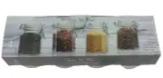 Spice Up Mini 4 oz Hermetic Jars (4oz) - Set of 4 Storage Hinged Containers