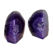 Geode Bookends Agate Decor Book Ends Unique Crystal bookend Dyed Purple for H...