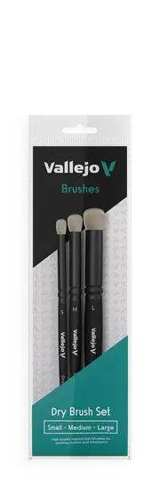 Vallejo Hobby Brushes: Dry Brush Set - Natural Hair (S, M & L)