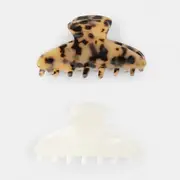 2 Pack Claw Clips - White & Tort