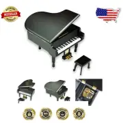 Classic Black Wooden Grand Piano Music Box with Jewelry Storage – Elegant Design