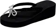 [PCBVAKGKYT] Fashion Flip Flops With Bow Knot For Women Summer Wedges Clip-Toe Sandals For