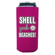 Shell Yeah Beaches 16 oz. Neoprene Can Coolie; beer, crab, starfish, conch