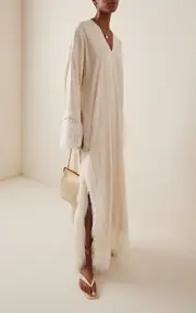 [By Malene Birger] Clarrie Feather-Trimmed Crepe Maxi Dress