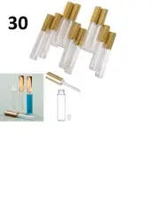 Lot of 30 Plastic Pet Lip Gloss Bottles 10mL Balm Containers with Clear Stopper
