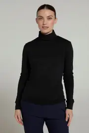 Meribel Womens Cotton Roll Neck Top