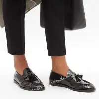 在飛比找Yahoo!奇摩拍賣優惠-新款熱銷 復古小眾The Row全真皮黑色流蘇樂福鞋英倫風舒