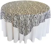 10 Zebra Table Overlays 58" X 58" Square Tablecloths Flocking Taffeta Animal