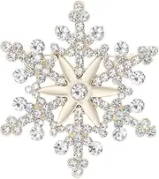 [Generic] Elegant Snowflake Rhinestones Christmas Ornament Brooch Lapel Pins for Women Dainty Crystal Winter Flower Decoration Brooches Pin Holiday Party