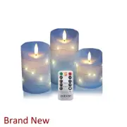 danip Sky Blue LED Flameless Candle with Embedded Starlight String