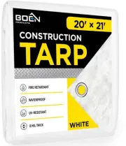 Fire Retardant Construction tarp with Reinforced Corners, Waterproof, UV Resi...
