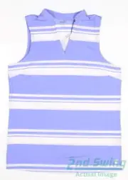 New Womens Puma Cloudspun V Stripe Sleeveless Polo Small S Lavender Pop MSRP $55