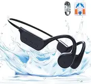 Bone Conduction Bluetooth 5.3 Wireless Headphones Open Ear IPX8 Waterproof Earbuds for Swimming with Mic Built-in 32G MP3 Underwater Sport Headset for Running, Cycling, Driving (Black)