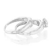 1/10 Carat Diamond 2 Ring Bridal Set in Sterling Silver, Q