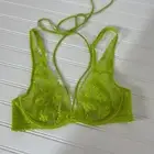 NWT Savage X Fenty Apple Green Caged Lace Unlined Underwired Bra with Tie 32C
