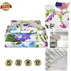 Contemporary King Bedding Set - 4-Pieces Floral Print Cotton Percale Sheets