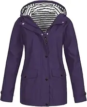 [ADJHDFH] womens rain suit,flash deals of the day prime,lightening deal,women waterproof rain jacket long sleeve lightweight hiking jackets with hood travel zip up raincoat with pockets（a5-purple，3xl