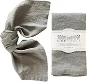 Linen Napkins –100% French Flax – Stonewashed Pure Linen Cloth Napkins - Size 45 cm x 45 cm – Set of 4 (Mid Grey)