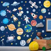 Zonon Outer Space Astronaut Spacecraft Wall Decal Planet Colourful
