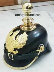 Brass German Ball Spiked Officer WW1 WW2 Pickelhaube Leather Prussian Helmet