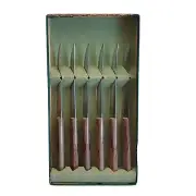 Set 6 Vintage Imperial Veri-Sharp Steak Knives Wood Knife Block Original Box