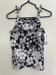 Carter's Baby Girls Floral Ruffle Tie Strap Sleeveless Shirt Black White 24 M