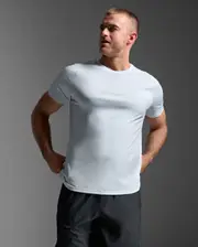 Aero Tee, 2XU, XL, Moonstone/Black Reflective, Male
