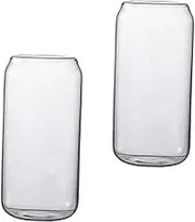 CHICAMPERA 2pcs Transparent Glass Water Cups Heat Resistant Beverage Drink Cups for More Stylish Can Shape Design for Home Party Use