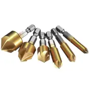 6Pack 1/4" Hex Shank Countersink Tool Drill Bit Set 6mm-19mm Sink Chamfer Cutter