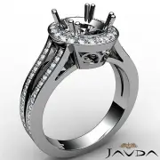 Oval Semi Mount Halo Pave Split Shank Diamond Engagement Ring Platinum950 0.94Ct