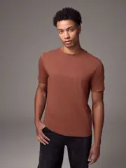 Terracotta Brown Slim Fit Essential Crew Neck Cotton T-Shirt (E91703) | $15