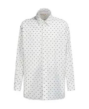 White poplin long-sleeved shirt with polka dots IT48