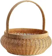 Woven Fruit Basket - Serving Storage Bowls - Imitation Rattan Bread Basket Round Decorative Fruit, & Vegetable Serving Wicker Storage Bowls With Handles For Kitchen Counter