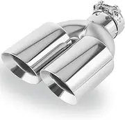 Atokrtact Dual Exhaust Tip 2.5 Inch Inlet to 3.5" Outlet 10" Length Exhaust Tailpipe Tip, 304 Stainless Steel Double Layer Staggered Exhaust Tips Chrome Polished
