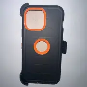 Unbranded Black/Orange Case With Belt Clip Holster For Apple iPhone 14 Pro Max
