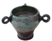 Raku Pottery Tri Handled Decorative Cup Ray Travis Advance NC