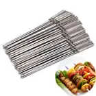 10-100x Stainless Steel Barbecue Metal Skewers Flat Needle BBQ Tools Kebab Stick